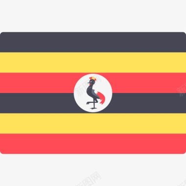 乌干达国际旗帜长方形图标图标
