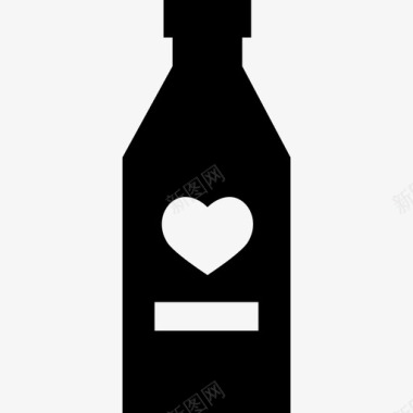 一瓶带着心的酒食物从此幸福图标图标