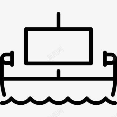 埃及船埃及线工艺线性图标图标