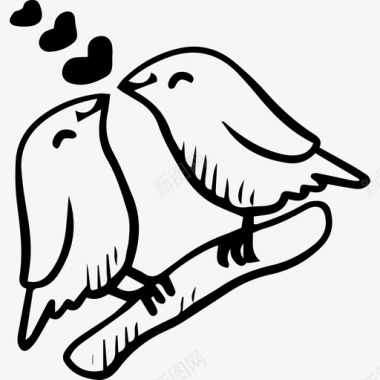 鸟动物手绘的爱情元素图标图标