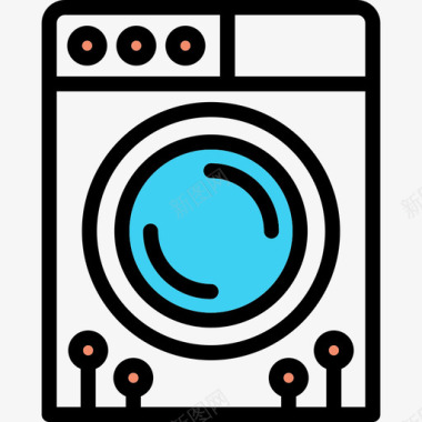洗衣机线性智能家居元件线性颜色图标图标