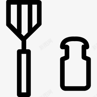 抹刀饮料和食物收集线性图标图标