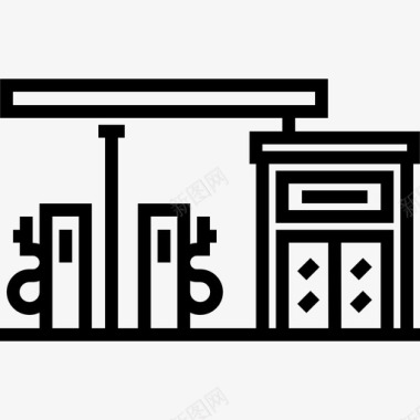 加油站城市5线性图标图标