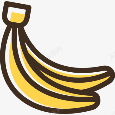 香蕉食品线性彩色食品套装图标图标