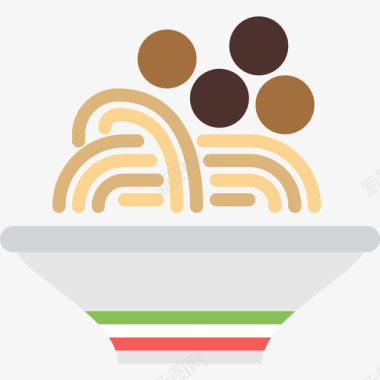 意大利面美食套餐平板图标图标
