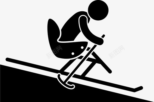 高山滑雪残疾人残奥会图标svg_新图网 https://ixintu.com 体育 残奥会 残奥会残疾人体育和运动员 残疾人 高山滑雪