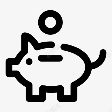 猪银行现金硬币图标图标