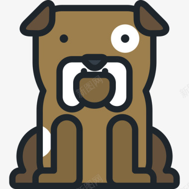 斗牛犬动物10线性颜色图标图标