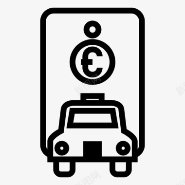 出租车汽车欧元图标图标