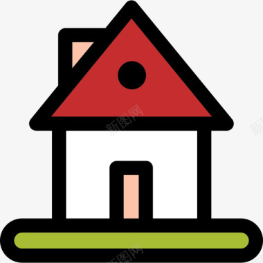 房屋建筑物线性颜色的房屋类型图标图标