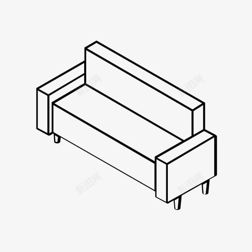 长沙发3d双人图标svg_新图网 https://ixintu.com 3d 双人 家具 等距图标 长沙发