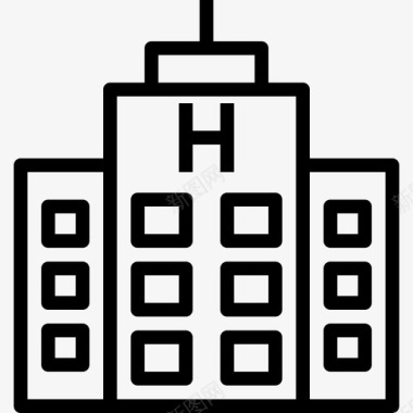 医院7号楼直线图标图标