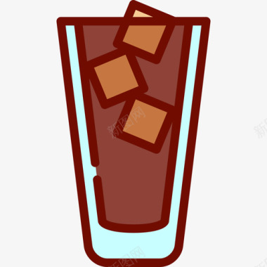 冰咖啡咖啡店3线性颜色图标图标