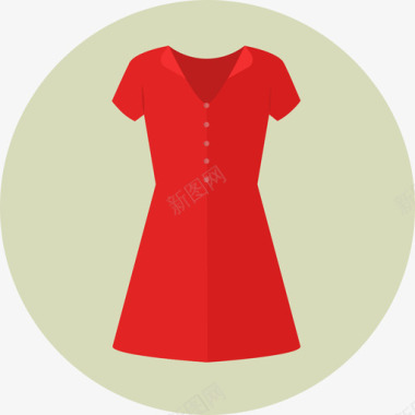 连衣裙衣服和鞋类圆形扁平图标图标