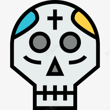 头骨墨西哥元素8线状颜色图标图标