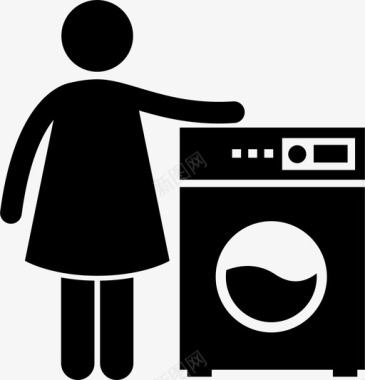 有洗衣机的女人家务事家务图标图标