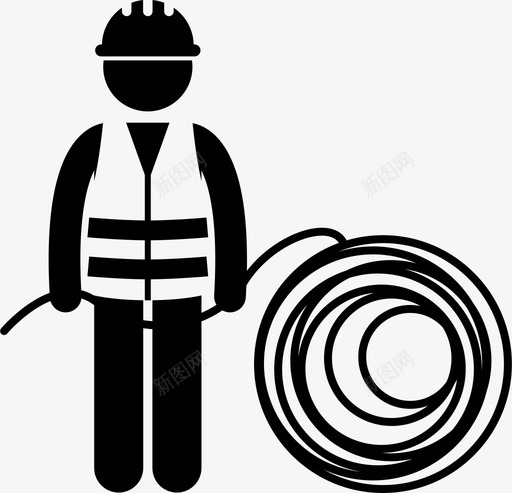 有电缆的工厂工人工业生产图标svg_新图网 https://ixintu.com 工业 有电缆的工厂工人 生产 电线 采矿业工人和贵金属