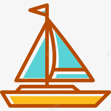 帆船夏季元素浅圆形图标图标