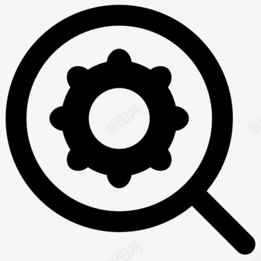 放大镜大胆的搜索引擎优化和营销大纲2大胆的圆形图标图标
