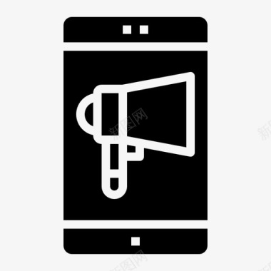 移动营销扩音器数字营销黑色图标图标