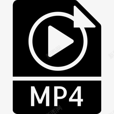 Mp4文件类型集填充图标图标
