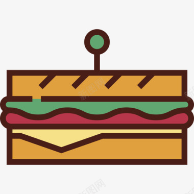 三明治食物6原色图标图标