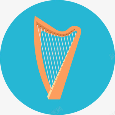 竖琴音乐娱乐圆形平面图标图标