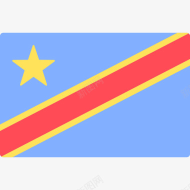 刚果民主共和国国际旗帜长方形图标图标