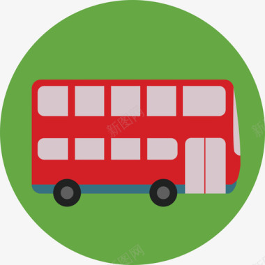 公共汽车旅行和交通环行公寓图标图标
