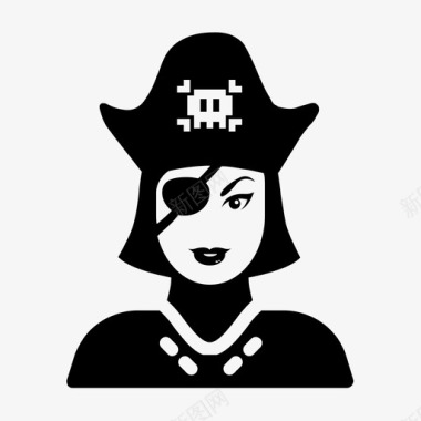 海盗女网络安全黑客图标图标