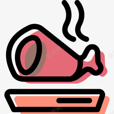 火腿饮料和食品资产颜色图标图标
