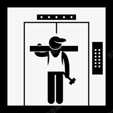 电梯工人建筑工人承包商图标图标