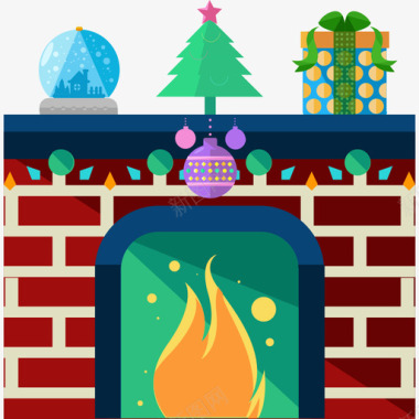 壁炉圣诞6平的图标图标