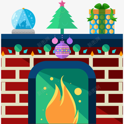 壁炉圣诞6平的图标svg_新图网 https://ixintu.com 圣诞6 壁炉 平的