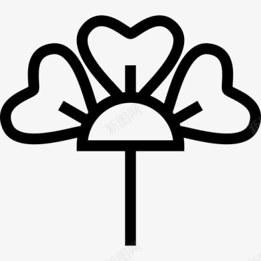 绣球花花和叶线形图标图标