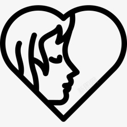 形影不离女人在一颗心上形影不离圣瓦伦丁节直线图标高清图片