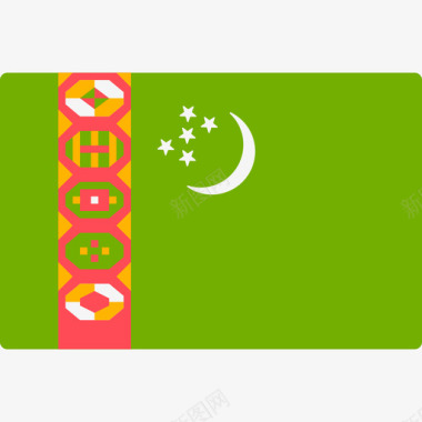 土库曼斯坦国际国旗长方形图标图标