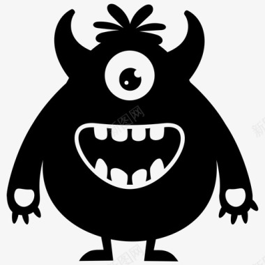 毛茸茸的怪物怪物角色独眼怪物图标图标
