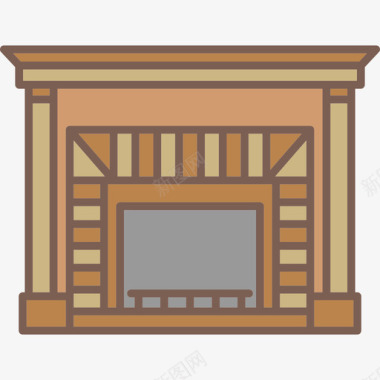 壁炉家具和装饰图标图标