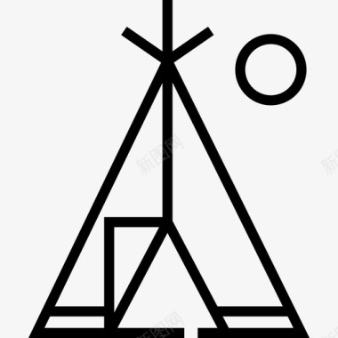 帐篷露营7直线型图标图标