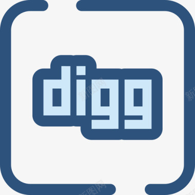 Digg社交网络2蓝色图标图标