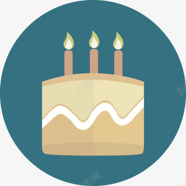 生日蛋糕派对图标圆形平面图标
