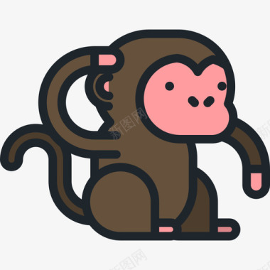 猴子动物10线颜色图标图标