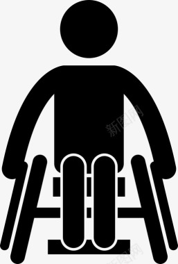 运动轮椅运动员残疾人图标图标
