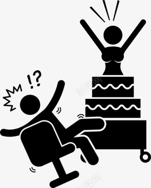 生日蛋糕恶作剧单身派对性感图标图标