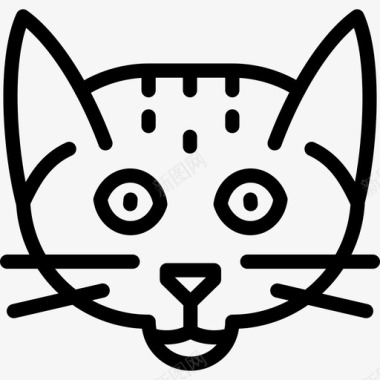 Ocicat猫品种线性图标图标