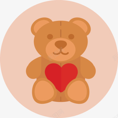 泰迪熊情人节圆扁的图标图标