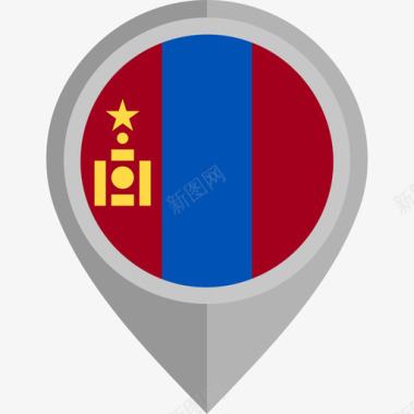 蒙古国旗圆形图标图标