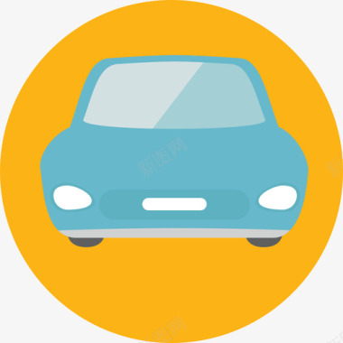 汽车旅行和交通圆形平面图标图标