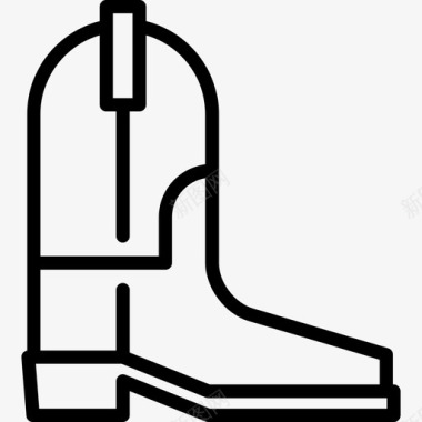 牛仔靴鞋和船线工艺直线图标图标